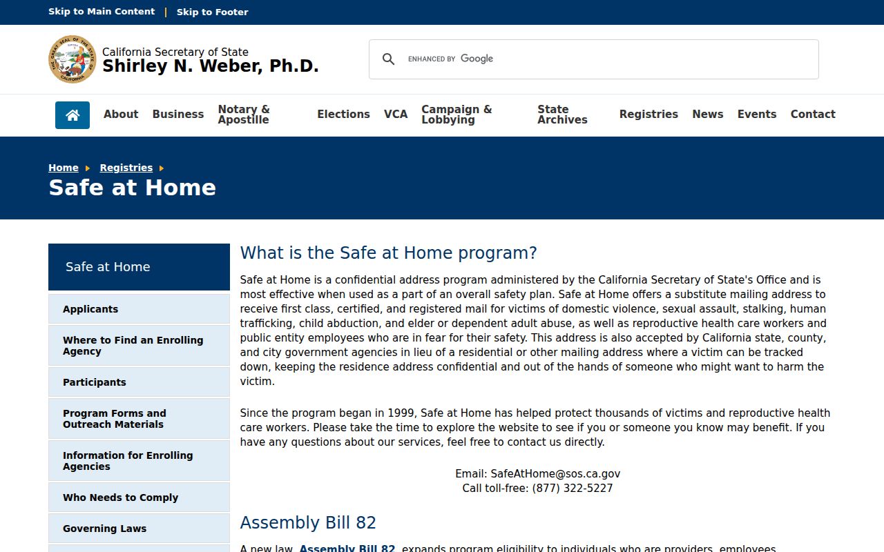 Banning neighbors California Safe at Home address confidentiality