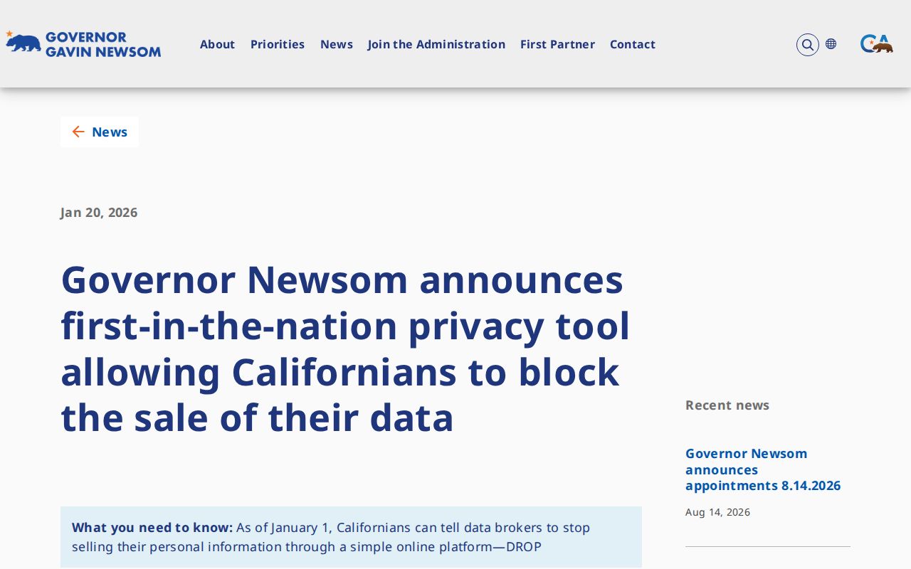 Banning residents directory privacy notice about California DROP