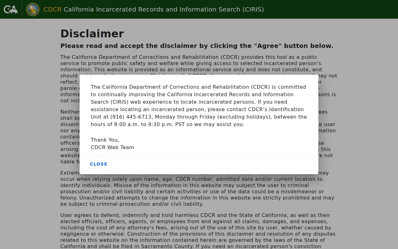 Banning resident lookup California incarcerated records search