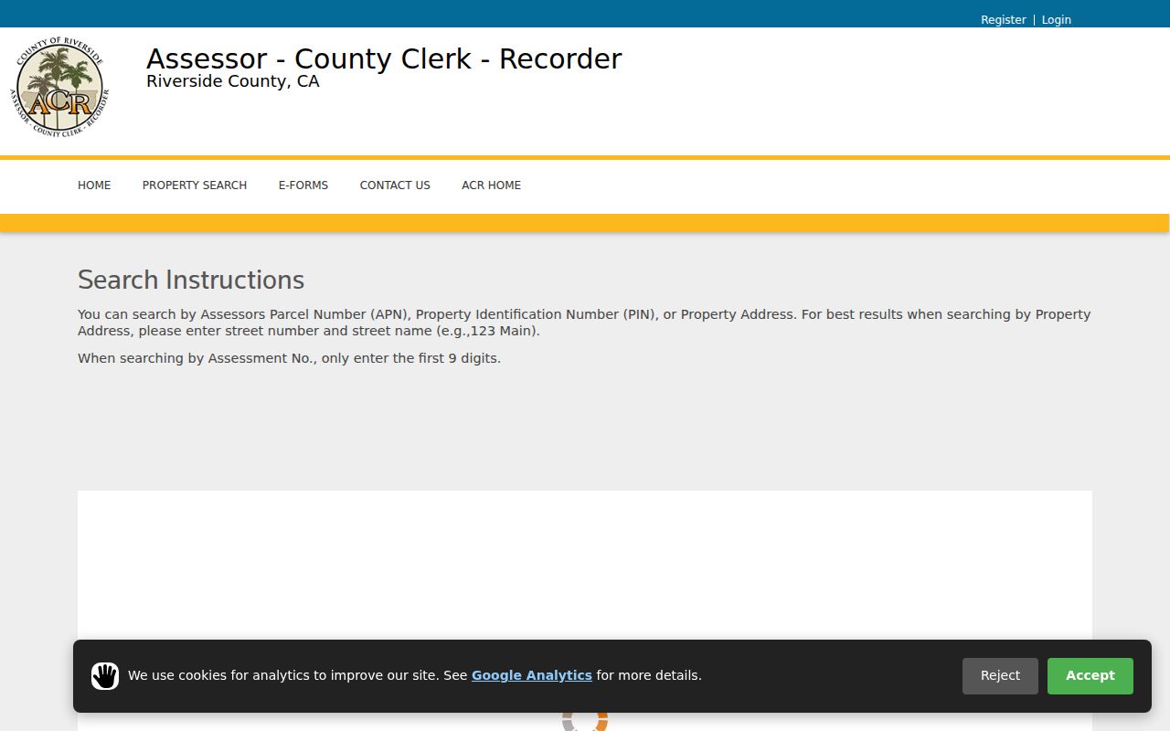 Banning street directory assessor address search