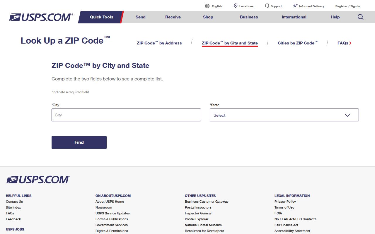 Banning ZIP code directory USPS city and state lookup