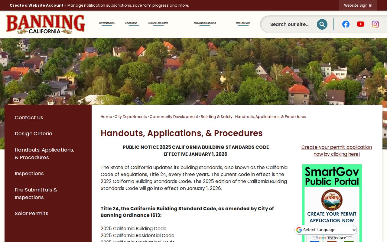 Banning ZIP code directory city address assignment and permit resources